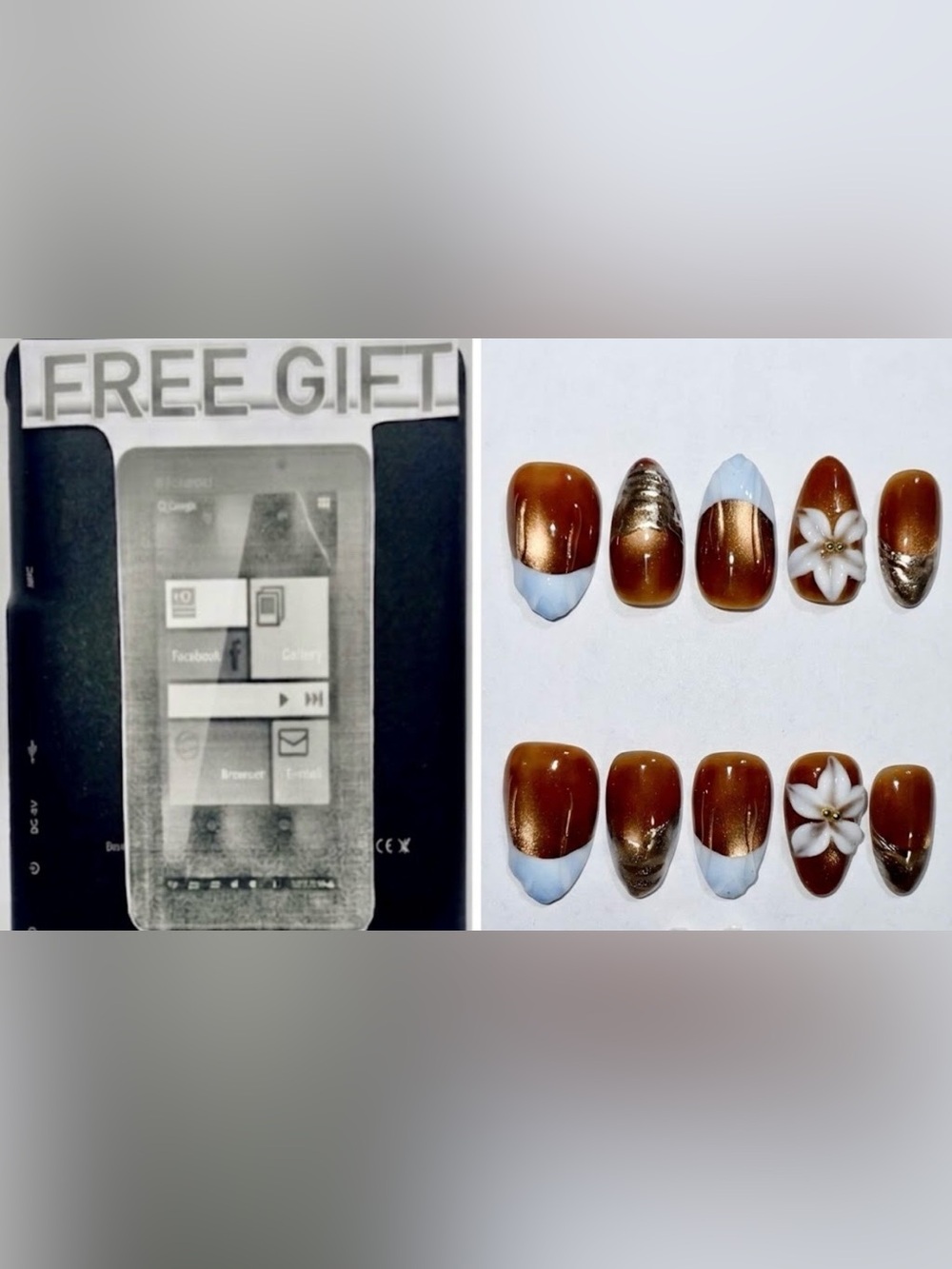 Look Beautiful luxury custom made cat eye Press-On nail set with a free tablet